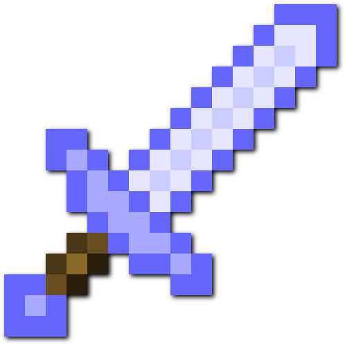 a minecraft sword with a whitish blue blade and pommel and a black drop shadow